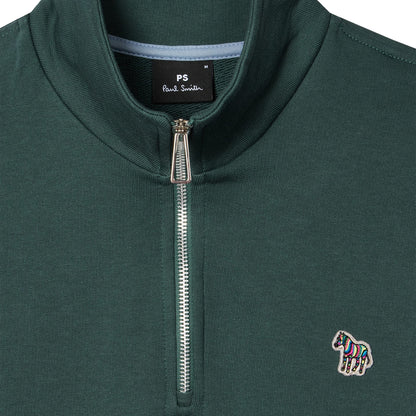 Paul Smith Organic Cotton Logo Half-Zip Sweatshirt Dark Teal