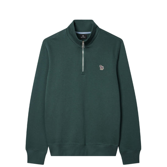 Paul Smith Organic Cotton Logo Half-Zip Sweatshirt Dark Teal