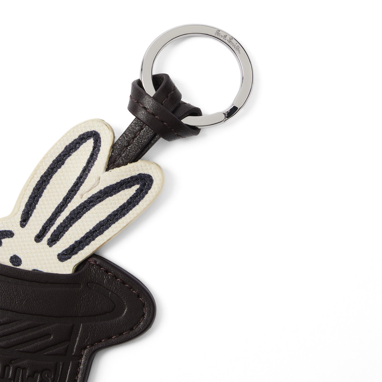 Paul Smith Rabbit in a Hat Leather Keyring Brown