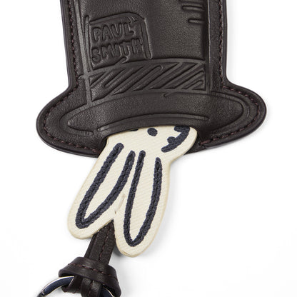 Paul Smith Rabbit in a Hat Leather Keyring Brown