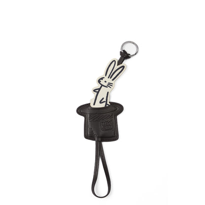 Paul Smith Rabbit in a Hat Leather Keyring Brown