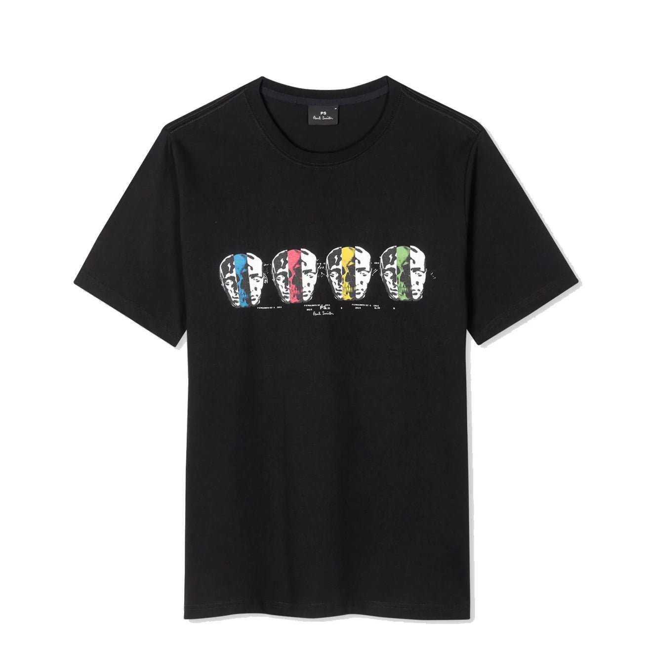 Paul Smith Reg Fit T Shirt Faces  Black - The Sporting Lodge