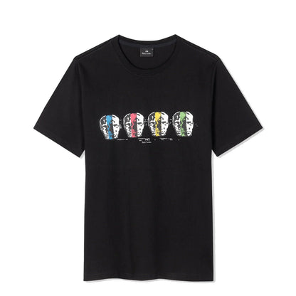Paul Smith Reg Fit T Shirt Faces  Black - The Sporting Lodge