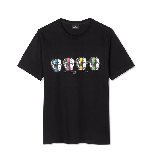 Paul Smith Reg Fit T Shirt Faces  Black - The Sporting Lodge