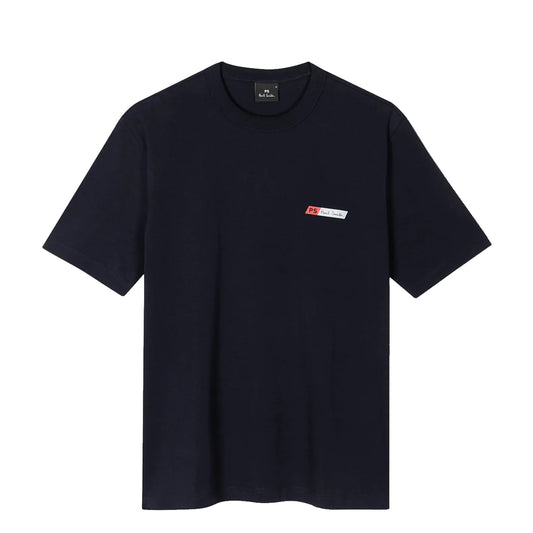 Paul Smith S/S PS Slant Logo Cotton-Blend T-Shirt Very Dark Navy - The Sporting Lodge