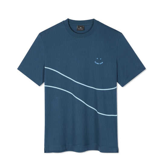 Paul Smith S/S Tshirt PS Happy Wave Inky Blue - The Sporting Lodge