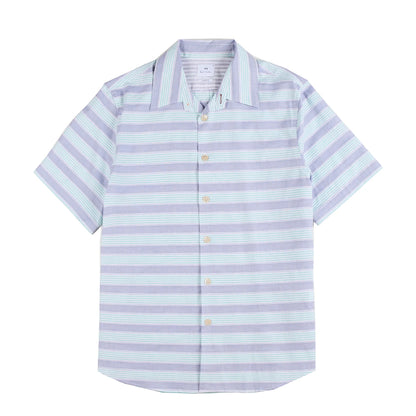 Paul Smith Short-Sleeve Shirt Striped Blue - The Sporting Lodge