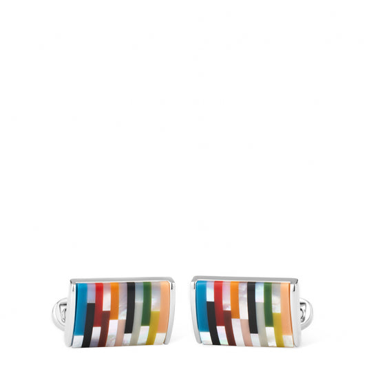 Paul Smith Signature Stripe Curve Cufflinks Silver