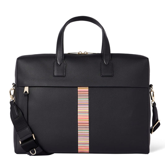 Paul Smith Signature Stripe Folio Bag Black - The Sporting Lodge