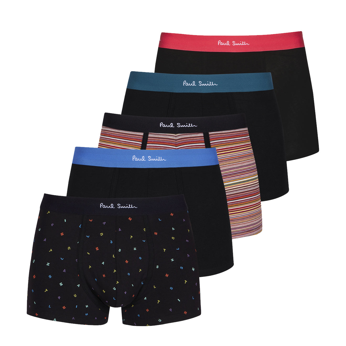 Paul Smith Signature Stripe Mixed Boxer Briefs Five Pack Red / Green / Black / Blue Multicolour