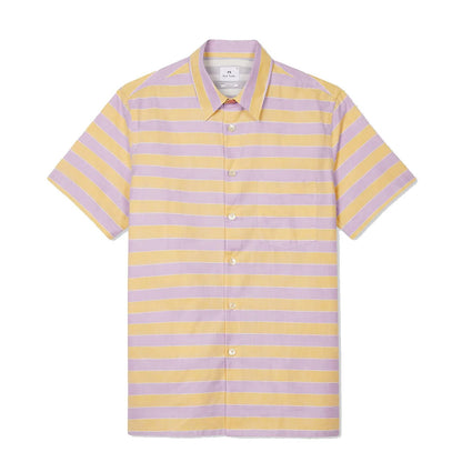 Paul Smith Stripe Cotton-Linen Shirt Purple and Yellow - The Sporting Lodge
