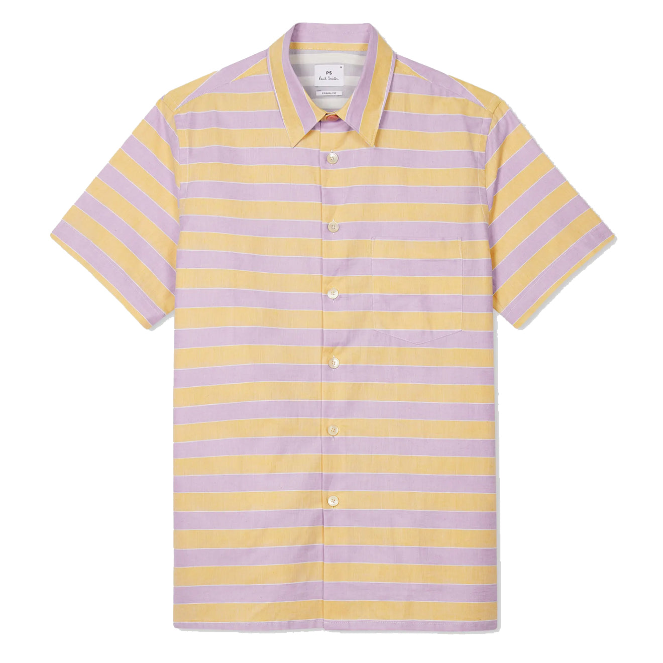 Paul Smith Stripe Cotton-Linen Shirt Purple and Yellow