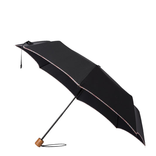 Paul Smith Telescopic Umbrella With Signature Stripe Trims Black - The Sporting Lodge