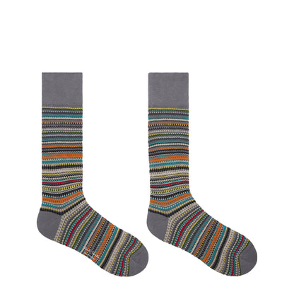 Paul Smith Tonal Stripe Cotton-Blend Pique Socks Grey