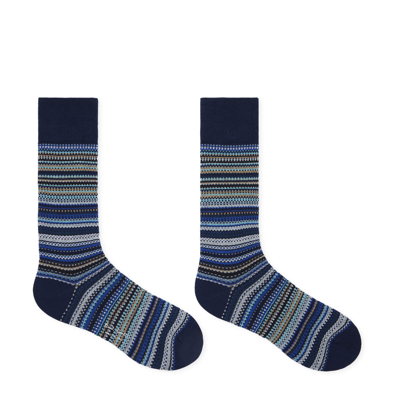 Paul Smith Tonal Stripe Cotton-Blend Pique Socks Navy