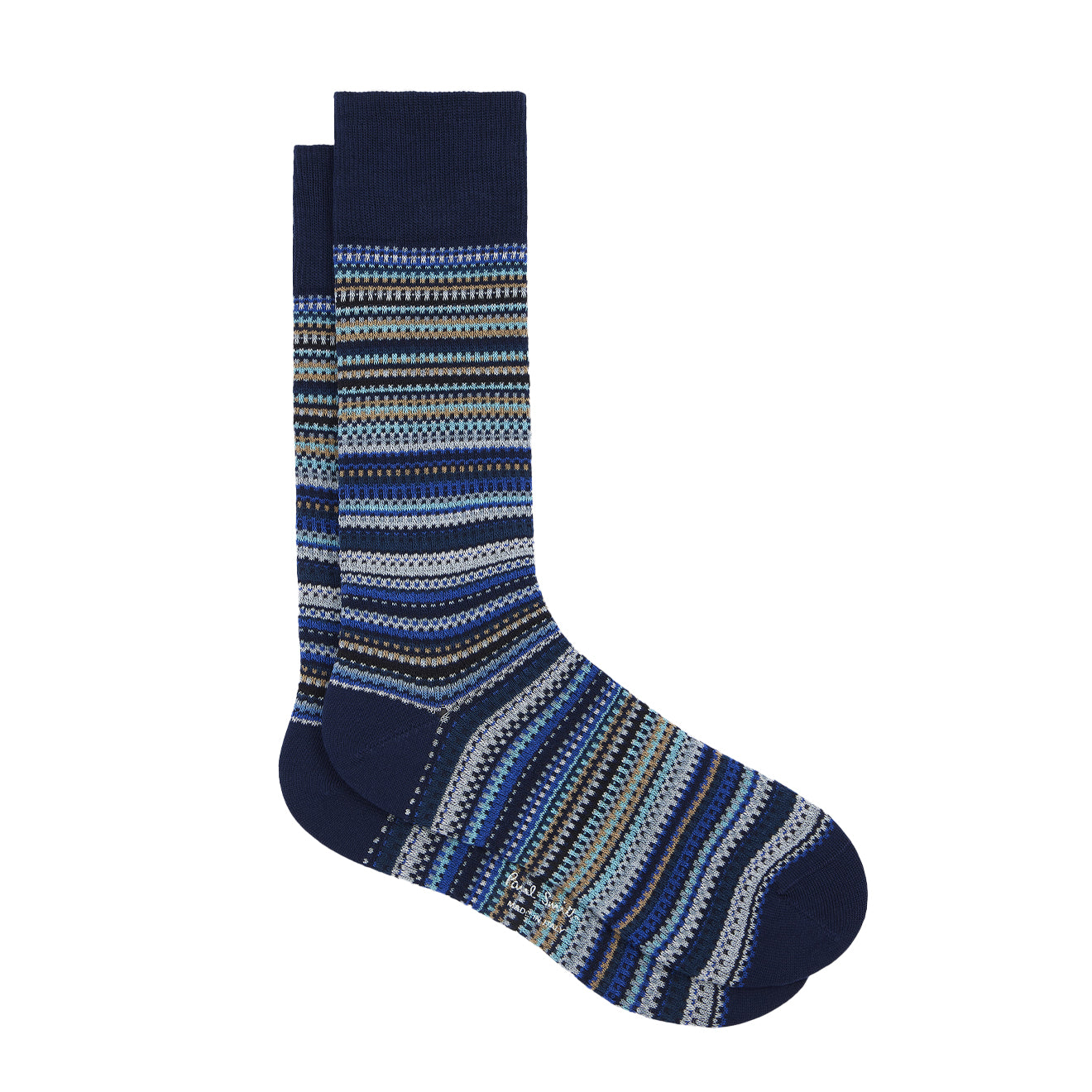 Paul Smith Tonal Stripe Cotton-Blend Pique Socks Navy