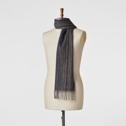 Paul Smith Tonal Stripe Lambswool Scarf Grey