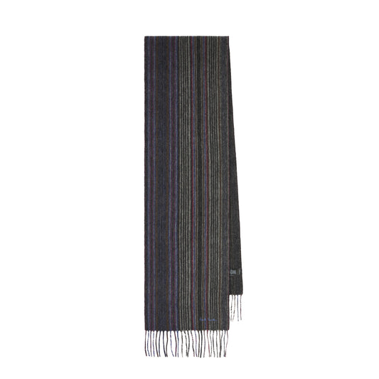 Paul Smith Tonal Stripe Lambswool Scarf Grey