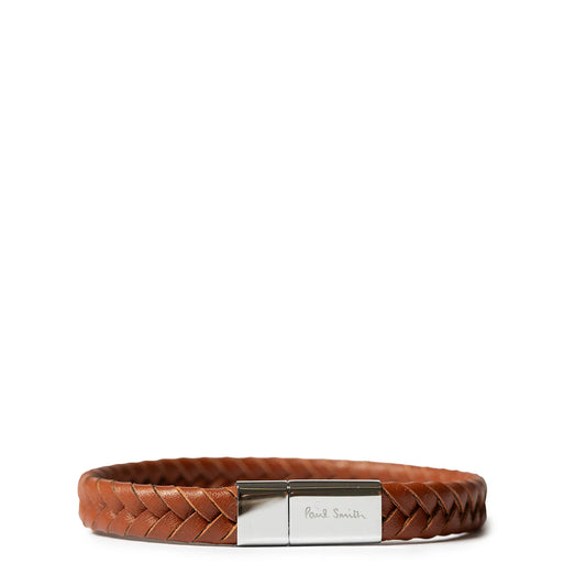 Paul Smith Two-Tone Braided Leather Bracelet Hazelnut - The Sporting Lodge