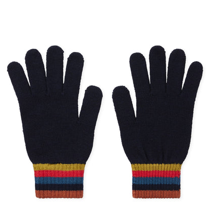 Paul Smith Merino Wool Artist Stripe Gloves Navy Blue