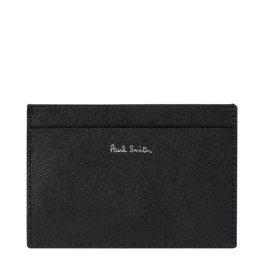 Paul Smith 'Mini Blur' Print Leather Card Holder Black - The Sporting Lodge