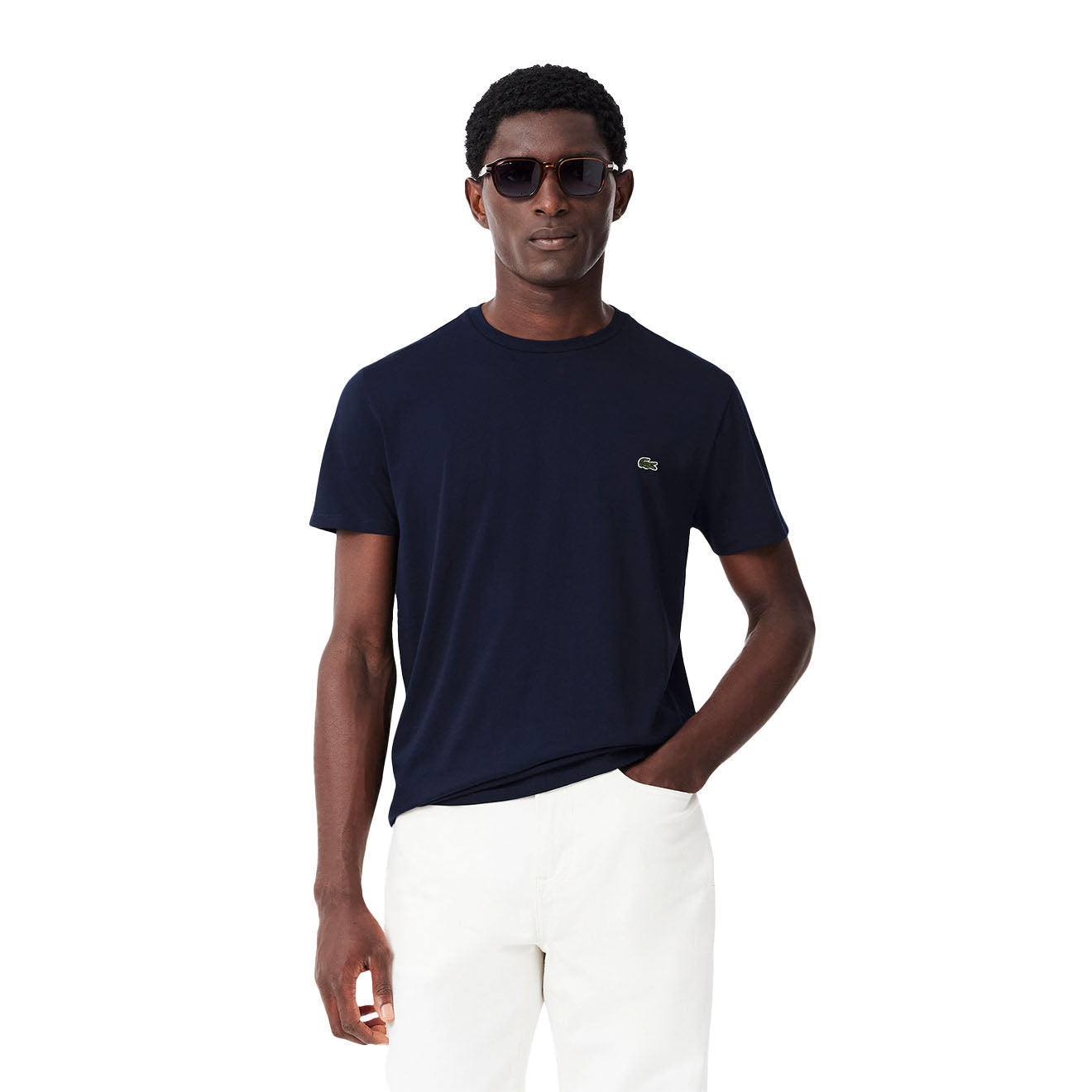 Lacoste Crew Neck Pima Cotton T-Shirt Navy Blue - The Sporting Lodge