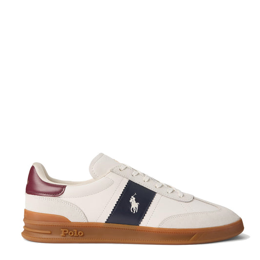 Polo Ralph Lauren Heritage Aera Leather-Suede Trainer Bianco/Navy/Wine - The Sporting Lodge