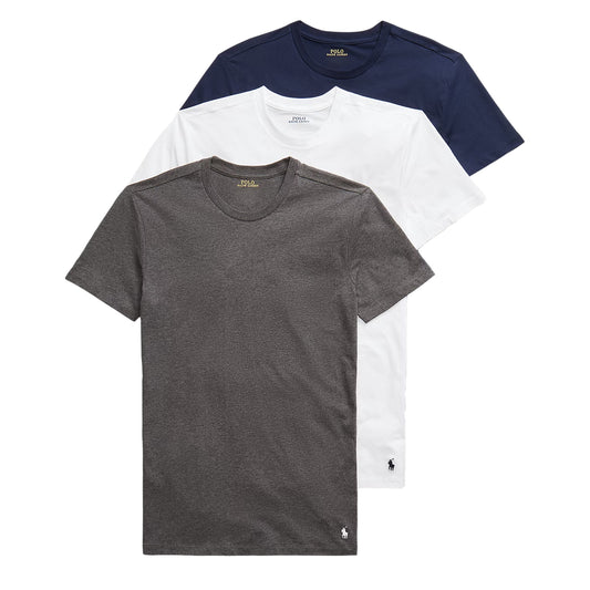Polo Ralph Lauren 3-Pack S/S Crew Undershirt Navy / Barclay Heather / White - The Sporting Lodge