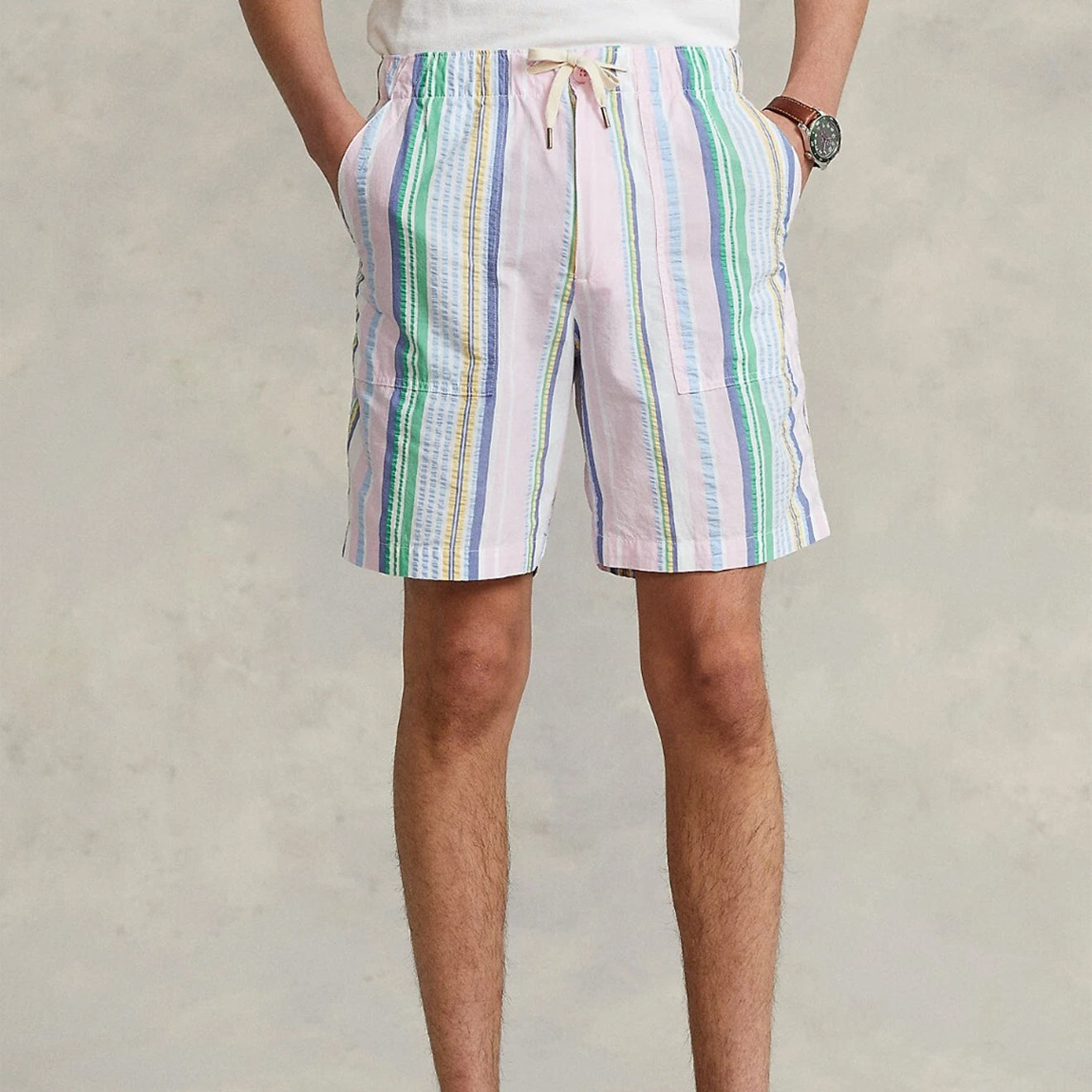 Polo Ralph Lauren 8 inch Relaxed Fit Seersucker Short Pink / Blue Multi - The Sporting Lodge