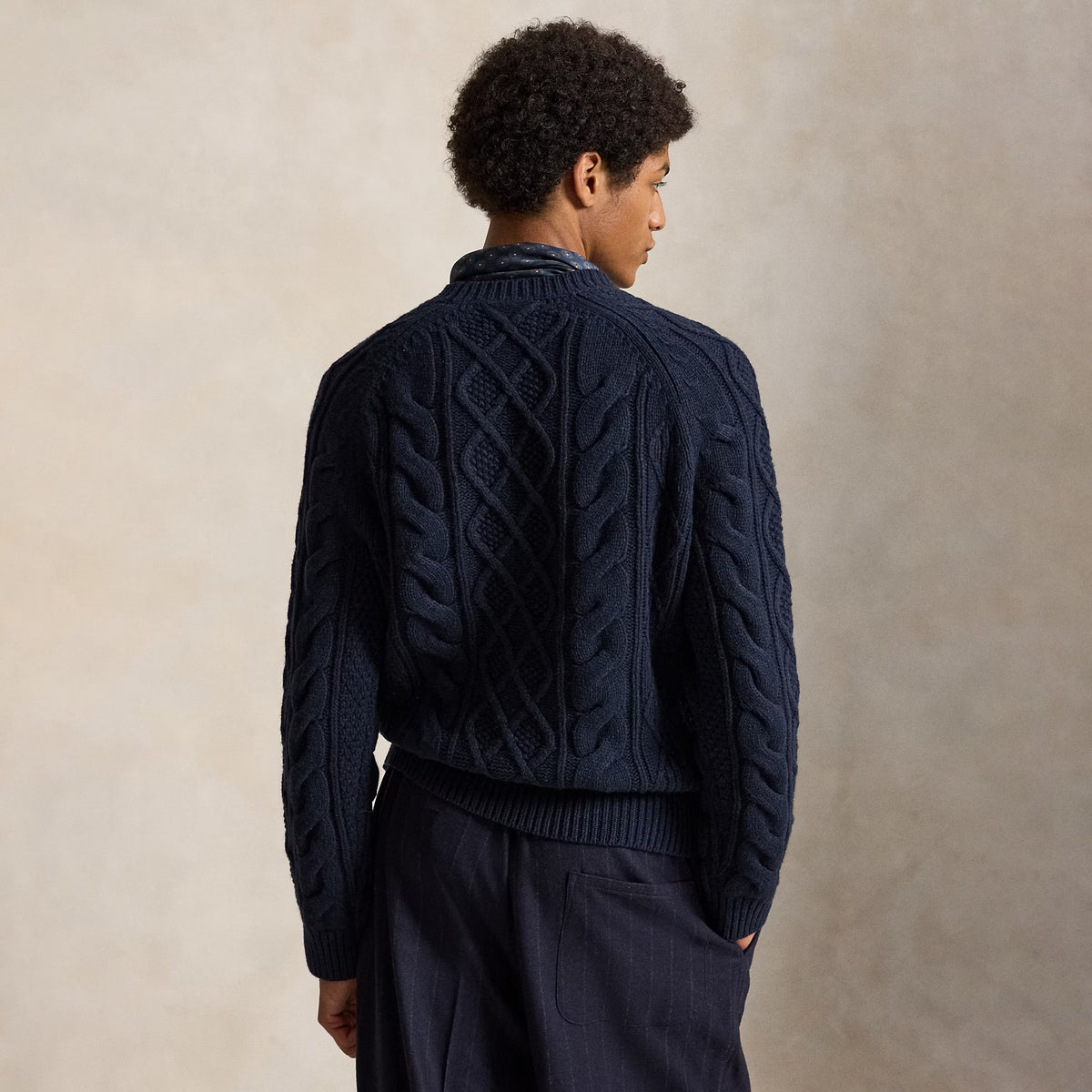 Polo Ralph Lauren Aran-Knit Wool Alpaca Sweater Glaucus Navy Heather