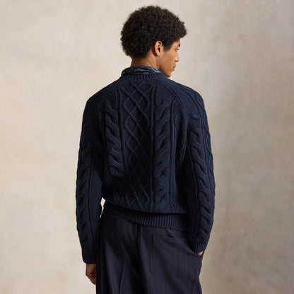 Polo Ralph Lauren Aran-Knit Wool Alpaca Sweater Glaucus Navy Heather