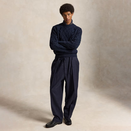 Polo Ralph Lauren Aran-Knit Wool Alpaca Sweater Glaucus Navy Heather