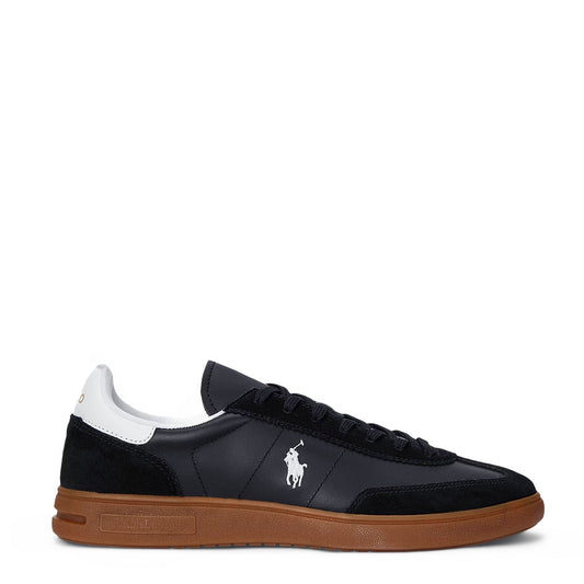 Polo Ralph Lauren Bedford Leather-Suede Trainer Black / White - The Sporting Lodge