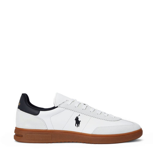 Polo Ralph Lauren Bedford Leather-Suede Trainer White / Black - The Sporting Lodge