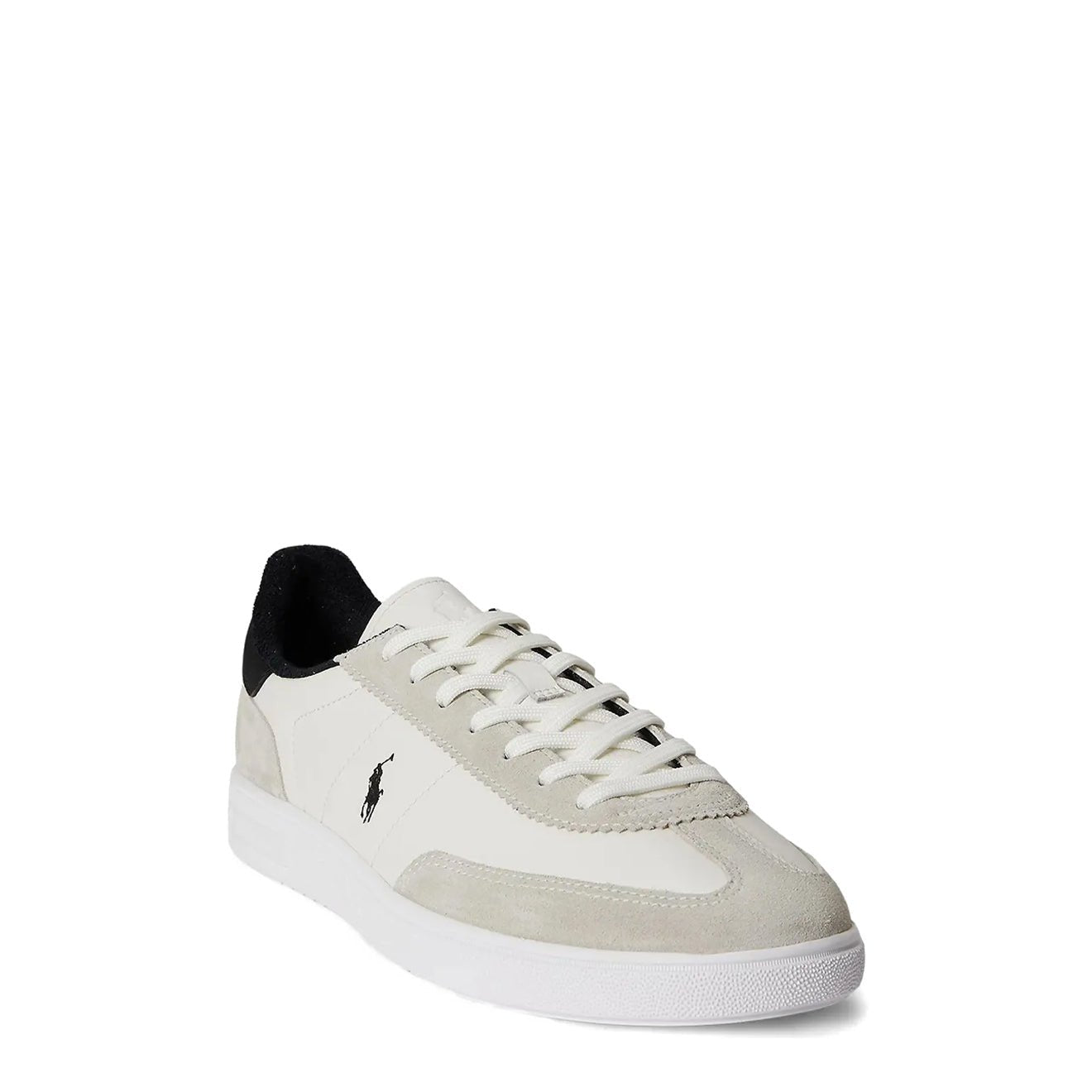 Polo Ralph Lauren Bedford Leather Suede Trainer Deckwash White / Black - The Sporting Lodge