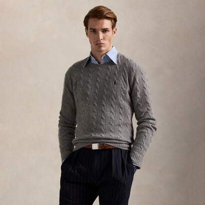Polo Ralph Lauren Cable-Knit Cashmere Sweater Fawn Grey Heather