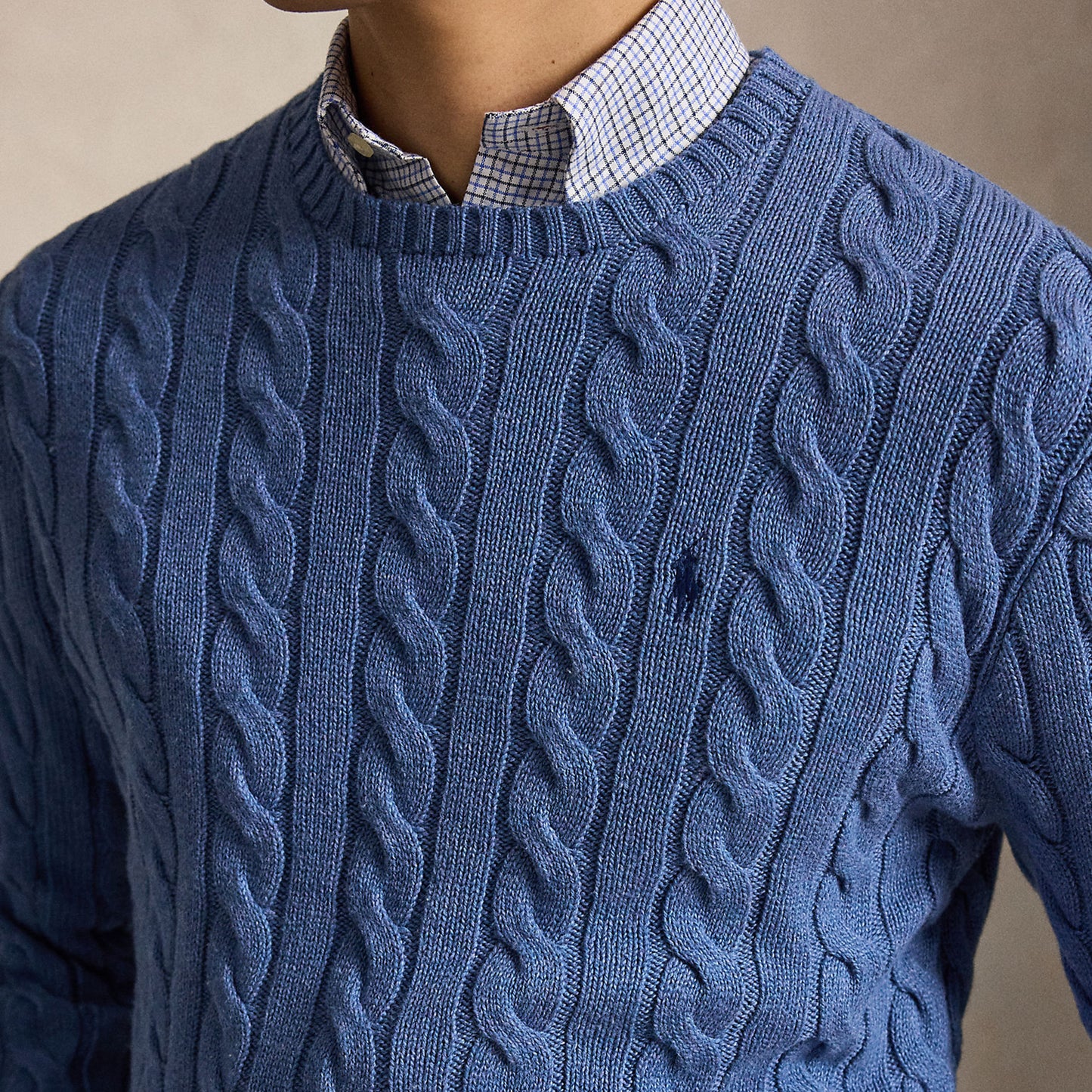 Polo Ralph Lauren Cable-Knit Cotton Jumper Blue Borage Heather