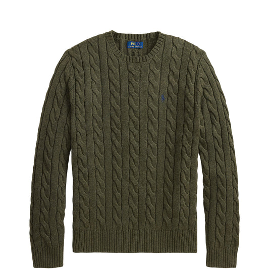 Polo Ralph Lauren Cable-Knit Cotton Jumper Olive Shrub Heather