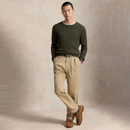 Polo Ralph Lauren Cable-Knit Cotton Jumper Olive Shrub Heather