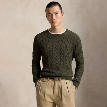 Polo Ralph Lauren Cable-Knit Cotton Jumper Olive Shrub Heather
