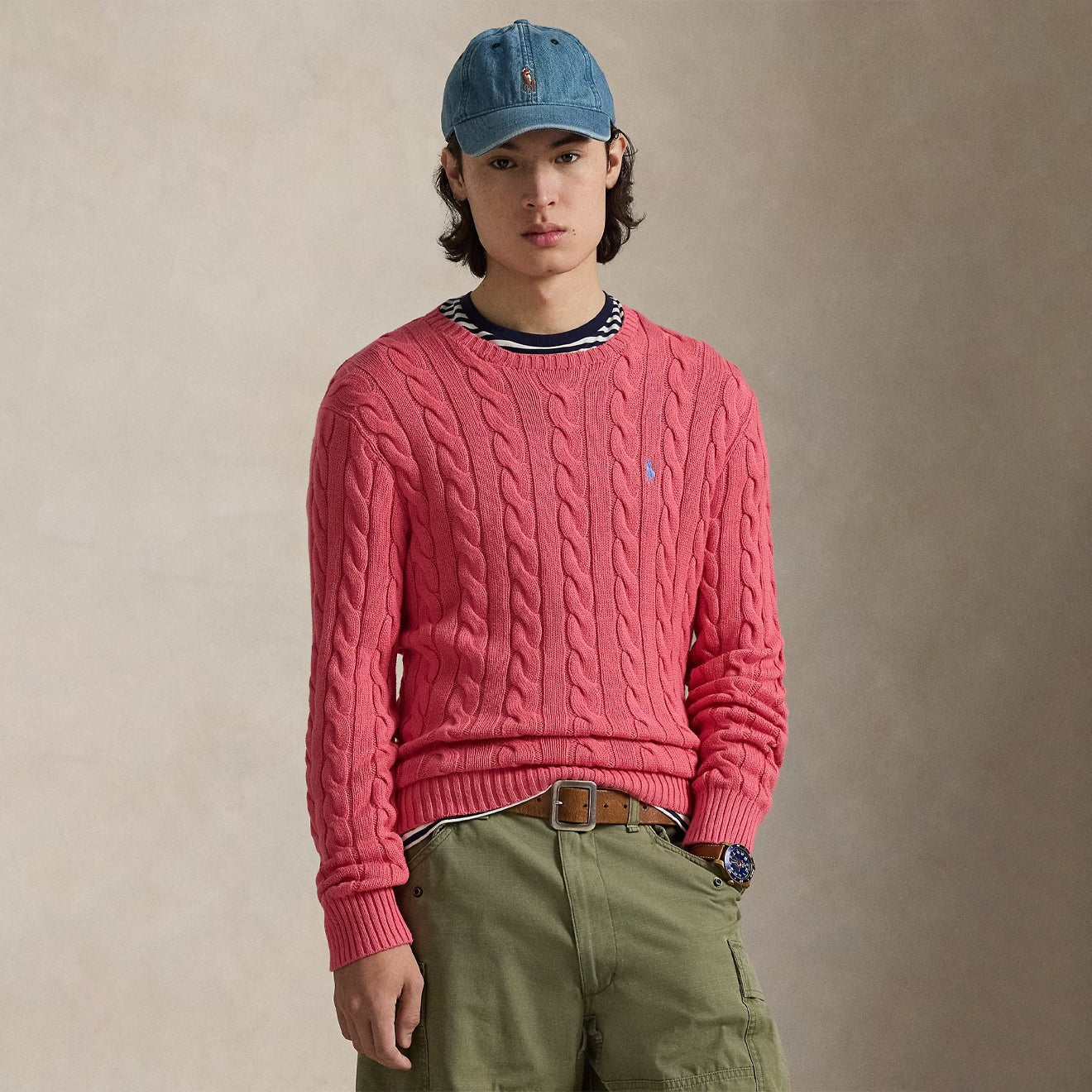 Polo Ralph Lauren Cable - Knit Cotton Jumper Pale Red