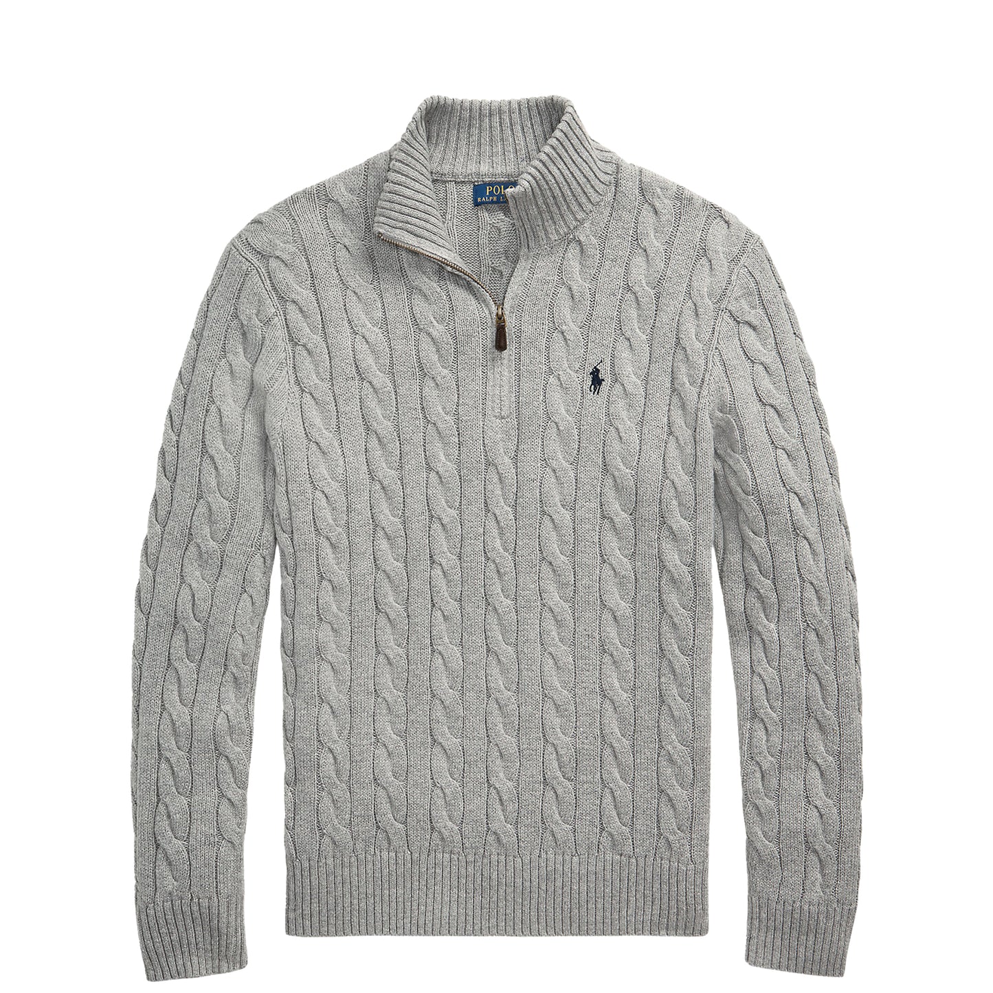 Polo Ralph Lauren Cable-Knit Cotton Quarter-Zip Jumper Fawn Grey Heather