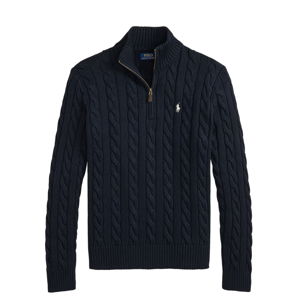 Polo Ralph Lauren Cable-Knit Cotton Quarter-Zip Jumper Hunter Navy