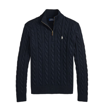 Polo Ralph Lauren Cable-Knit Cotton Quarter-Zip Jumper Hunter Navy