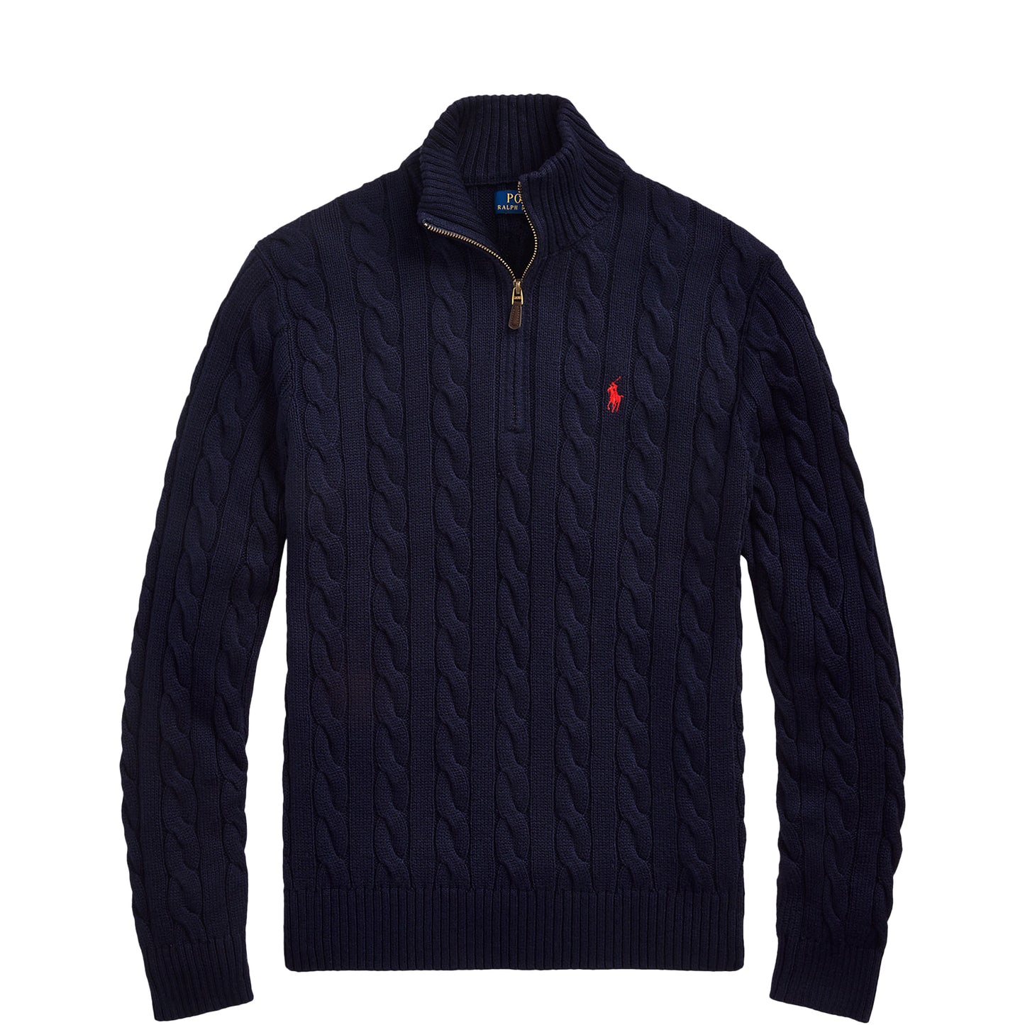 Polo Ralph Lauren Cable-Knit Cotton Quarter-Zip Jumper Hunter Navy