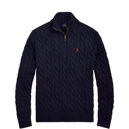 Polo Ralph Lauren Cable-Knit Cotton Quarter-Zip Jumper Hunter Navy