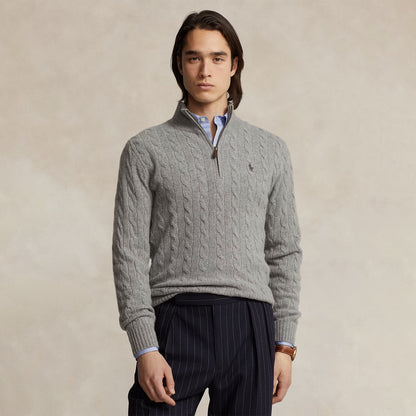 Polo Ralph Lauren Cable-Knit Wool-Cashmere Sweater Fawn Grey Heather