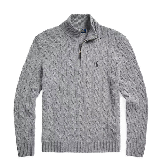 Polo Ralph Lauren Cable-Knit Wool-Cashmere Sweater Fawn Grey Heather