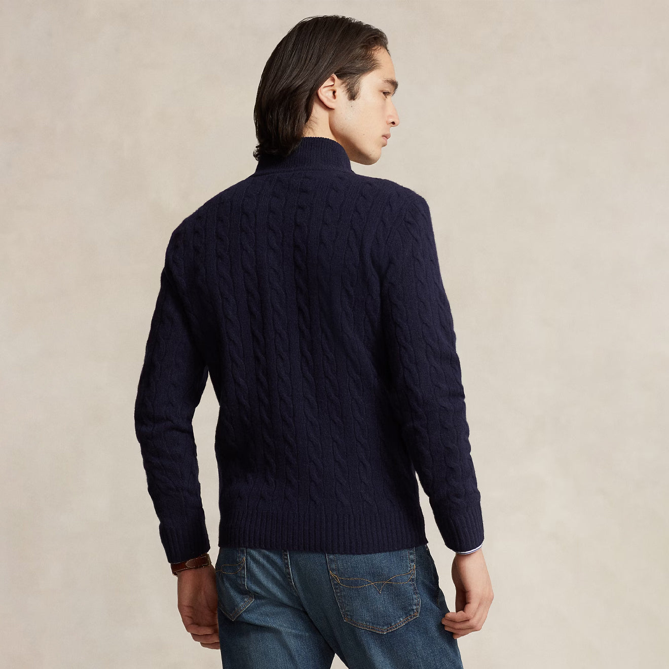 Polo Ralph Lauren Cable-Knit Wool-Cashmere Sweater Hunter Navy