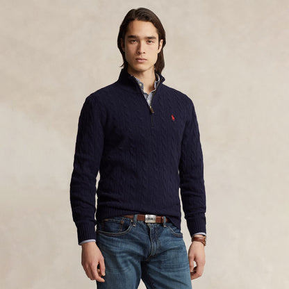 Polo Ralph Lauren Cable-Knit Wool-Cashmere Sweater Hunter Navy